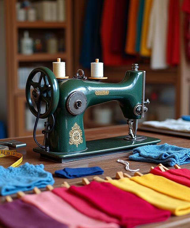 Scorcio del laboratorio di Ali di Stoffa con tessuti colorati e una macchina da cucire vintage.