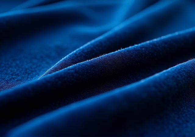 Dettaglio della texture morbida e cangiante di un velluto blu notte.